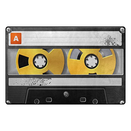 Preisvergleich Produktbild Bennigiry Retro Audio Cassette Music Bereich Teppich Teppich Rutschfeste Eintrag Bodenmatte Fußmatten für Wohnzimmer Schlafzimmer 78,7 x 50,8 cm