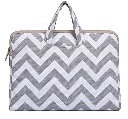 MOSISO Segeltuch Gewebe Laptop Aktenkoffer Handtaschen Kasten Abdeckung nur für neues MacBook 12 Zoll mit Retina Display, Chevron Grau