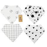 iZiv 4er Set Baby Bandana Geifer Lätzchen mit Justierbarem Druckknöpfen, Wasserdichte TPU Auskleidung für 0-2 Jahre - 2