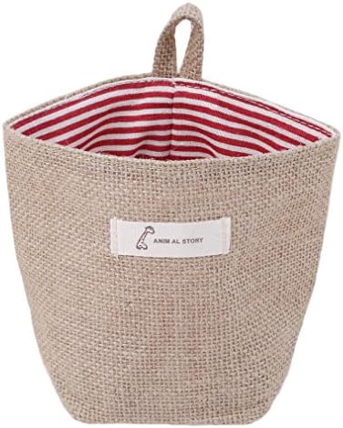 Albeey Cotton Linen Flowerpot Small Sack Hanging Jute Basket Storage Bag (# 06)