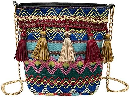 HuaMore Vintage Women Weaving Tassel Shoulder Bag Messenger Bag Crossbody Bag Beach Bag
