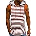 Produktbild POIUDE Herren Casual Streifen Kapuze ärmelloses T-Shirt Weste Bluse Tank Top,Männer Unterhemden Kapuze Sport Muskelshirt(rot, XL)