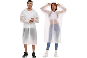 YingErTool Rain Poncho Raincoats, 2 Pcs EVA Reusable Rain Coat Jacket Emergency for Women Men with Hood and Drawstring