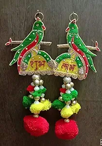 Women Galaxy Designer Hand Crafted Shubh Labh/Christmas Decor/ (Green)/Door Siders