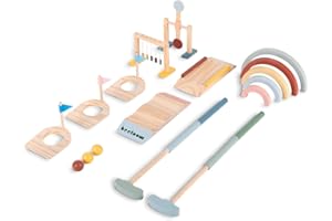 Beeloom - Kit en Bois pour Enfants Mini Golf, Jouet Symbolique pour Enfants, Multicolore, Set de Jeu Portable, Plusieurs pièces sans Champ
