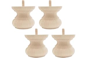 STOLMET Furniture Leg Made of Beech Wood Furniture Feet Unpainted Sofa Couch Chair Ottoman Cabinet 80 mm Height Raw Wood Pack of 4 TOE18