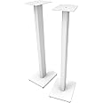 Kanto ST34 34” Universal Speaker Floor Stands for Bookshelf Speakers up to 30 lbs | Improved Sound | Hidden Cable Management | White MDF Base | Pair