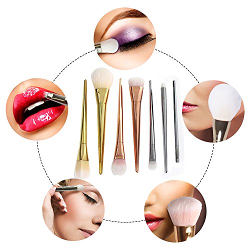 7 Stück Make-Up Pinsel Professionelle Kosmetik Pinsel Set für Bürsten Foundation Lidschatten Eyeliner Lippen (7) - 5