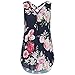 Produktbild Tops Damen, Sonnena Damen Freizeit Loose Fit Ärmellos V-Ausschnitt Zipper Oberteile Tanktops Frauen Sexy Blumen Print Bandagen Weste Bluse Mode Chiffon Sommerweste Hemd Cami (M, Marine)