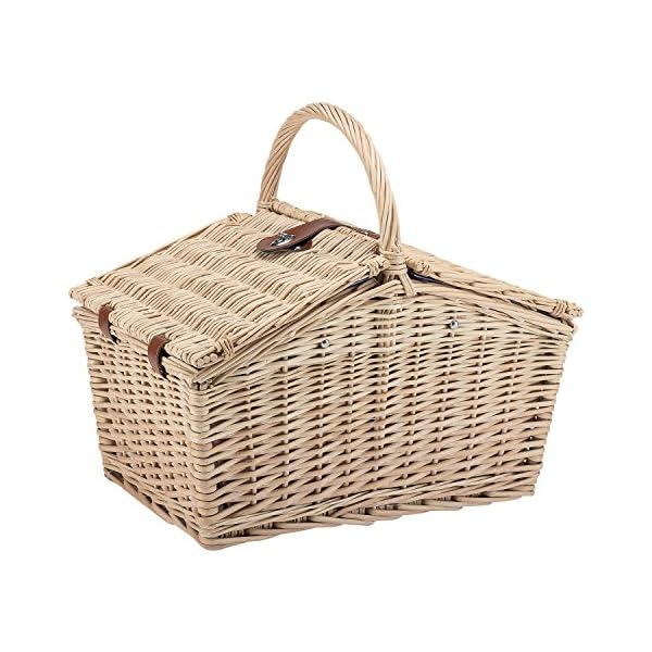 anndora Picknickkorb 4 Personen Weidenkorb Henkelkorb beige + Zubehör 23 TLG. – Bild 4
