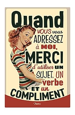 NATIVES 612200 Sujet/Verbe Compliment Plaque Métal Multicolore 20 x 30 x 2 cm