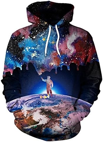 Hiphop Hoodies Fashion Galaxy Space 3D Printed Sweatshirts Snow Mountain Men/Women L