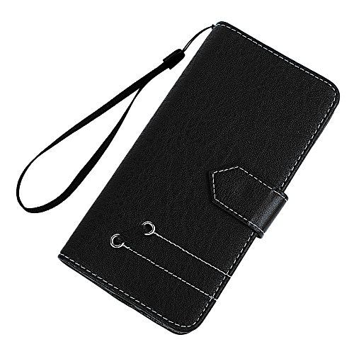 iPhone 7 Hardcase iPhone 7 Flip Hülle YOKIRIN Premium Kunstleder Muster Purse Geld PU Leder Schutzhülle TPU Innenschale Wallet Case Brieftasche Flipcase Klapptasche Portemonnaie Handyhülle mit Karteneinschub Standfunktion und Magnetverschluß Schwarz - 3