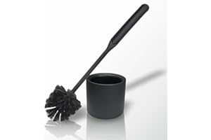 York Klobürste Toilettenbürste WC Bürste Mit Halter WC Garnitur Toilettenreinigung Für Hotel Gasthof Pension Restaurant Modern Schwarz Matt 35 x 11 cm
