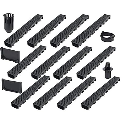 vidaXL 12x Canaux de Drainage Plastique 12 m Caniveaux de Drainage Allées