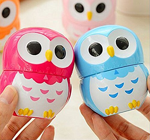 Hosaire 1x Elektronischer Timer Nette Karikatur Eulen Form Küche Timer Multifunktion Mechanischer Küchentimer Speicher Timer,Countdown,Rosa - 6