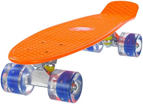 Mad Boards Retro Cruiser Board Complete 22", ABEC-7, LED Wheels, Orange (Orange)