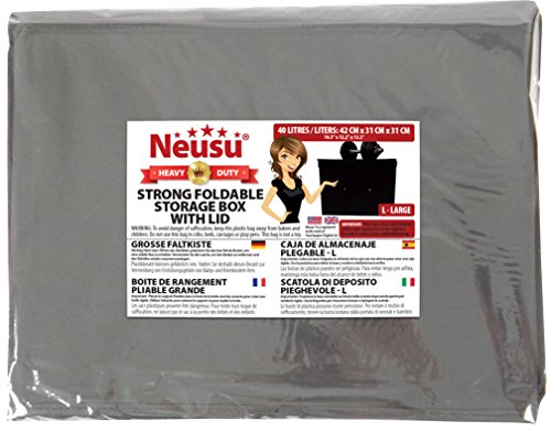 Neusu Extrastarke Große Faltbare Aufbewahrungsbox – 42cm x 31cm x 31cm (40 Liter Fassungsvermögen) – Perfekt Für Jeden Raum (Kinderzimmer, Schlafzimmer, Wohnzimmer), Um Darin Spielzeug, Bettwäsche, Kleidung, Bücher, Dvds Und Mehr Aufzubewahren - 6