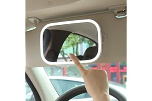 Auto Kosmetikspiegel Kamanan Car Cosmetic Mirror Wiederaufladbarer Car Visor Mirror mit 3 Lichtmodi 7,8 Zoll Touchscreen Universal Sonnenblende Spiegel für Auto, LKW, SUV, Weiß