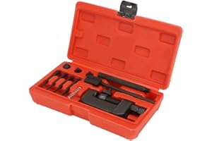 WEIKEYA Cadenas de remachado ,gancho de cadena rojo y negro hecho de cromo vanadio ,cadena de remache resistente a la corrosión y al óxido con cromo vanadio para motocicleta