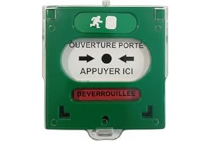ACIE Déclencheur manuel vert 2 contacts avec capot pour déverrouillage d'issue de secours, (Nouveau Modèle)