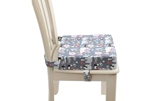 Coussin Rehausseur Enfant Portable Réhausseur Fansu Eponge Confortable Coussins avec Longue Sangle pour Siège Chaises Hautes de Jardin (32x32x8cm,Pingouin)