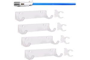 LEKUSHA Horizontal Lightsaber Wall Mount Holder Light Saber Display Rack Hook Stand, Compatible for Any Lightsaber, Clear Pack of 4