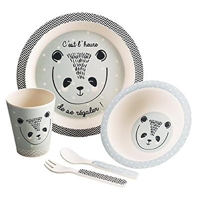 Atmospera for Kids Set de 5 pièces en fibre de BAMBOU : Coffret Mon premier repas - Coloris BLEU