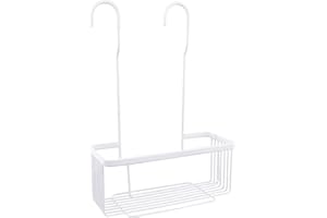 Nadi Collection | Estante ducha con colgador | ACERO INOXIDABLE | cesto ducha colgar grifo | Sin taladro | Color Blanco o negro mate | Soporta 15kg | 26 x 11 x 38cm (Blanco mate)