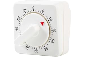 feyiubmen 2 Stück Mechanischer Küchentimer, Kurzzeitwecker Küche, Küchenwecker mit Lauter Alarm, Eieruhr, 60 Minuten Kurzzeitmesser für Küche und Lernen