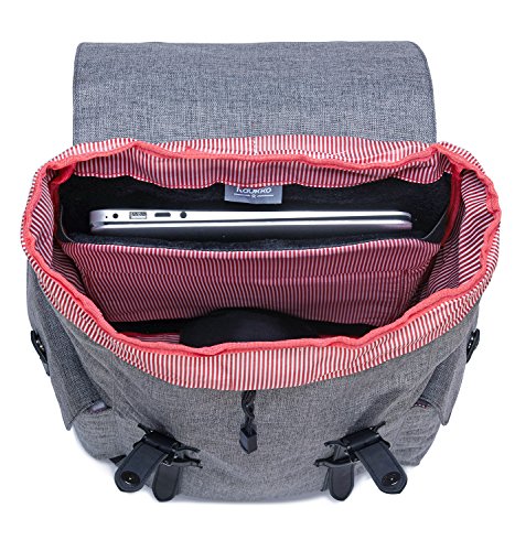 Rucksack Damen Herren Vintage KAUKKO Reiserucksack Studenten Rucksack Laptop Rucksack f  r 14  Notebook L  ssiger Daypacks Schultaschen of 2 Side Pock