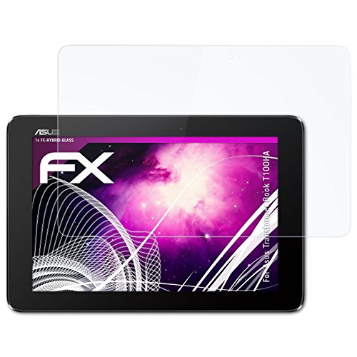 Asus Transformer Book T100HA Glasfolie - atFoliX FX-Hybrid-Glass hartbeschichtete elastische 9H Kunststoffglas Folie