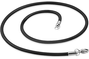 BlackAmazement Gummi Kette Halskette schwarz Länge 400mm Stärke 3mm schwarz Karabinerverschluss Silber Damen Herren