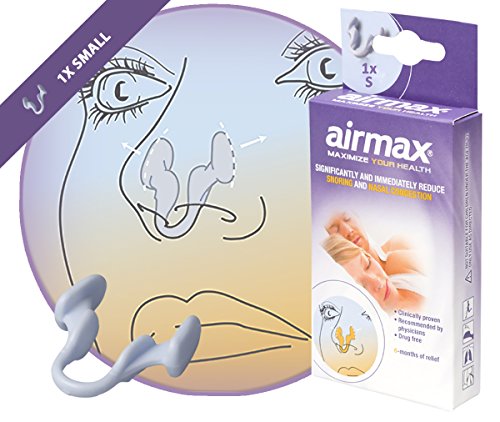 Airmax® | Dilatador nasal demostrado eficaz | Airmax dilata la parte más estrecha de la nariz para que pueda respirar más fácilmente conseguir a través de la nariz | Ayuda a incluir los ronquidos y la congestión nasal | Pequeño tamaño 1x | Ventaja Paquete Pequeño - Dispositivo médico recomendado por los médicos.