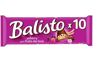 M&M'S BALISTO - Barre Biscuit Céréales et Chocolat au Lait Yoberry - 10 x 18,5g - Goût Fruits des Bois - Boite de Barres Chocolatées - 185g