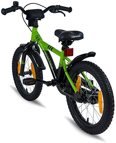 PROMETHEUS Kinderfahrrad 16 Zoll Jungen in Grün & Schwarz mit Stützrädern | Seitenzugbremse und Rücktrittbremse | ab 5 Jahren | 16“ BMX Edition 2017 - 8