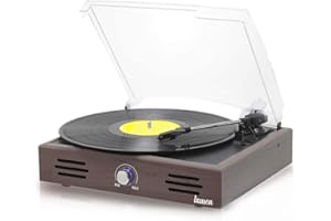 Lauson JTF036 Tocadiscos de Vinilo Vintage con Altavoces Función de Grabación Encoding PC-Link, Reproductor de Vinilo con 3 Velocidades, color madera Wengue