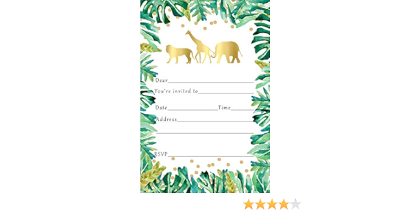 Lot De 10 Cartes D Invitation Pour Fete Prenatale Ou Anniversaire D Enfant Motif Jungle Amazon Fr Cuisine Et Maison