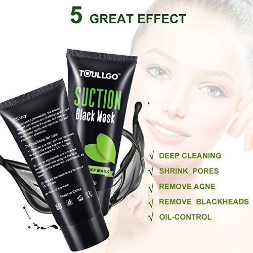 Peel off Maske, Black Mask Mitesser, Black Head Maske, Mitesser Gesichtsmaske, Gesichtsmasken Schwarz Black Mask, Blackhead Remover Mask, Black Mud Mask Mitesser, ToullGo® Peel off Maske Tiefenreinigung Pore Acne Peel Purifying Black Head anti Akne Reißen-Typ Mask Blackhead Killer (60g) - 3