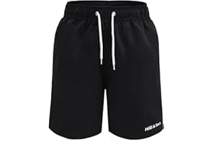 Hill & Sea Badehose Jungen Schnelltrocknend Boardshorts Atmungsaktiv Wasserabweisend Badeshorts mit Mesh-Futter Taschen und Verstellbarem Tunnelzug 140-182