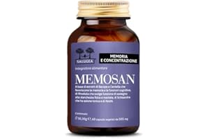 MEMOSAN Salugea - Integratore Naturale per la memoria e la concentrazione - Con Bacopa, Schisandra, Reishi, Rhodiola e Centella - 60 capsule vegetali - Flacone in vetro scuro farmaceutico