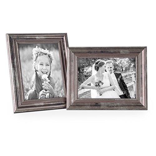 Bilderrahmen 15×20 cm Silber Barock-Rahmen Antik Massivholz 2er Set - 7