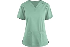 LKRSEEF Tshirt Damen V Ausschnitt T-Shirts Kurzarm V-Ausschnitt Kittel Unregelmäßiger Tshirt Große Größen Rot Kasack Tops Druck Altenpflege Bluse Arbeitskittel Dress