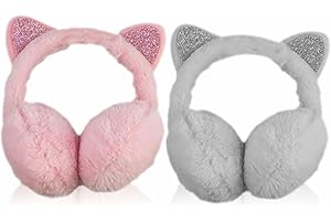 HLDI Ear Muffs Warmer Wind Resistant Cute Comfortable Cat Ear Muffs for Kids Girls Women Ear Plush Ideal for Indoor & Outdoor Activities Cold Weather Winter Accessories Assorted Color (1pc)