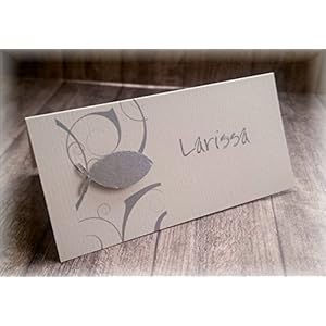 Tischkarte Namenskarte Kommunion Konfirmation Firmung Taufe Fisch silber grau silbergrau