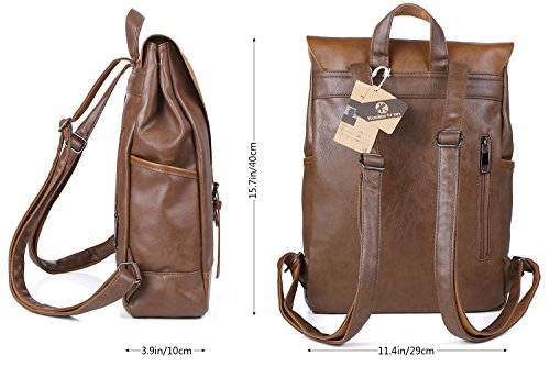 Koolertron Retro Kunstleder Vintage Fashion Unisex School Student Laptop 14   Rucksack Wanderrucksack Hiking Backpack Damen Herren Schultertasche PU R