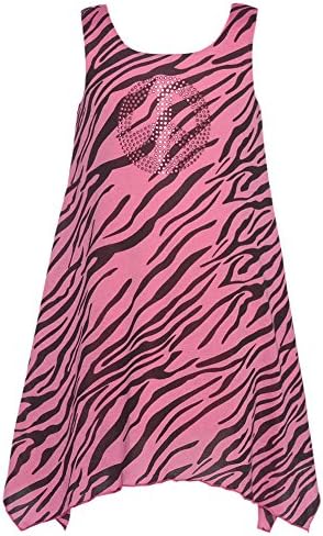 Lipstik Pink Black Animal Print Sequin Peace Sign Tank Dress Girls 5