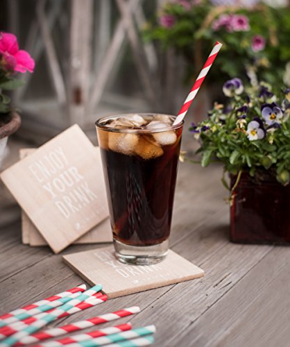 6 Set CHICCIE Holz Untersetzer 10x10cm – Glasuntersetzer – Gläser Bar Tisch - 4