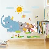 Fuloon wandtattoo tiere Wandsticker Kinderzimmer / Wandtattoo elefan Affe wandsticker kinderzimmer 40*22cm Wandtattoo Kinderzimmer Wandtattoo meerestiere Wandaufkleber Wandsticker Wandtattoo Kinder Wandtattoo Schlafzimmer Wandtattoo Kinderzimmer meerestiere