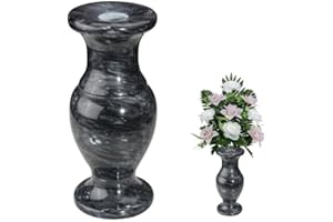 AOFOX Vase de cimetière, Vase en marbre Naturel intérieur extérieur Vase avec Trou de Drainage pour la décoration de Tombe commémorative de cimetière (1)